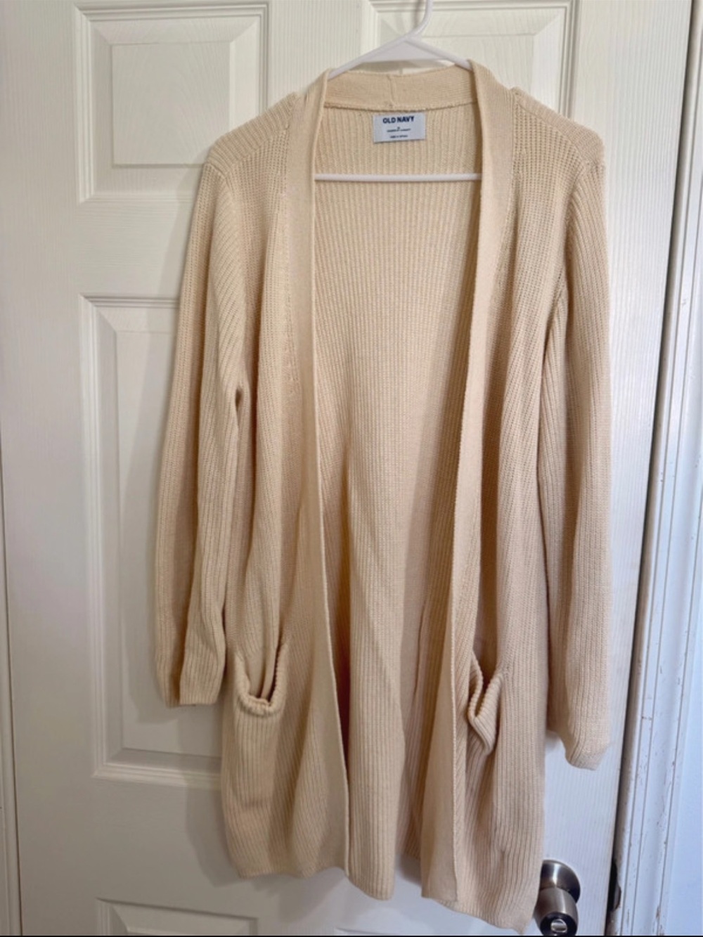 Old Navy Beige Open-Front Ribbed Cardigan